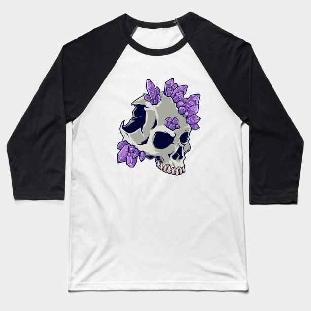 Skull with crystals - Aestethic Goblincore Baseball T-Shirt by Modern Medieval Design